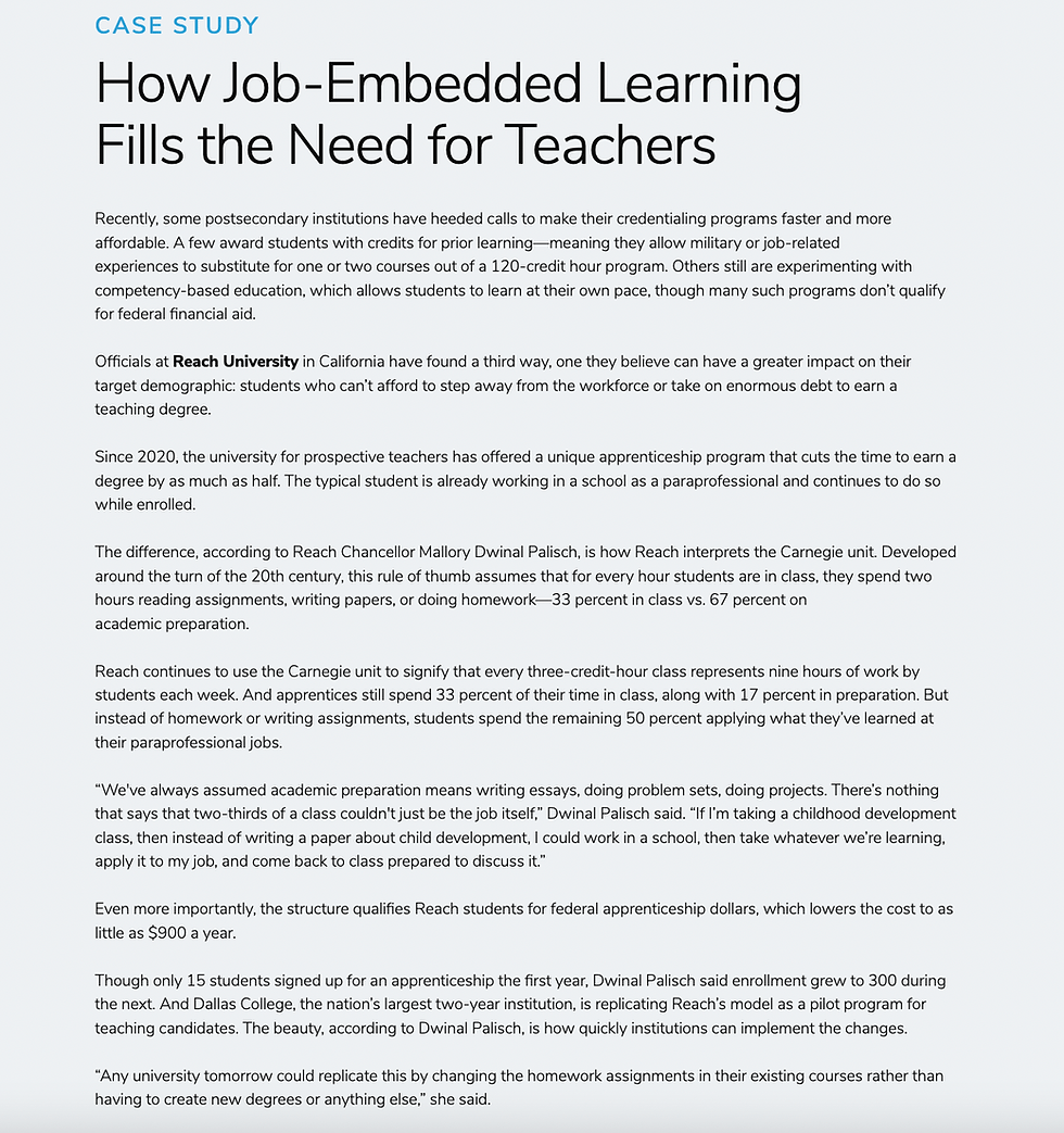 Job-embedded learning to fill teacher pipeline