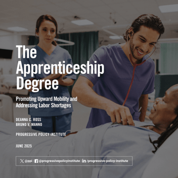 Image of report cover, showcasing two apprentices working in a hospital.